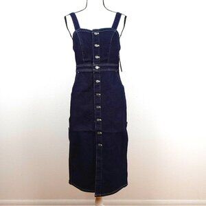 Lee Jeans Women's Overall Dress Blue Size S Denim Jumper Midi Preppy Schoolgirl